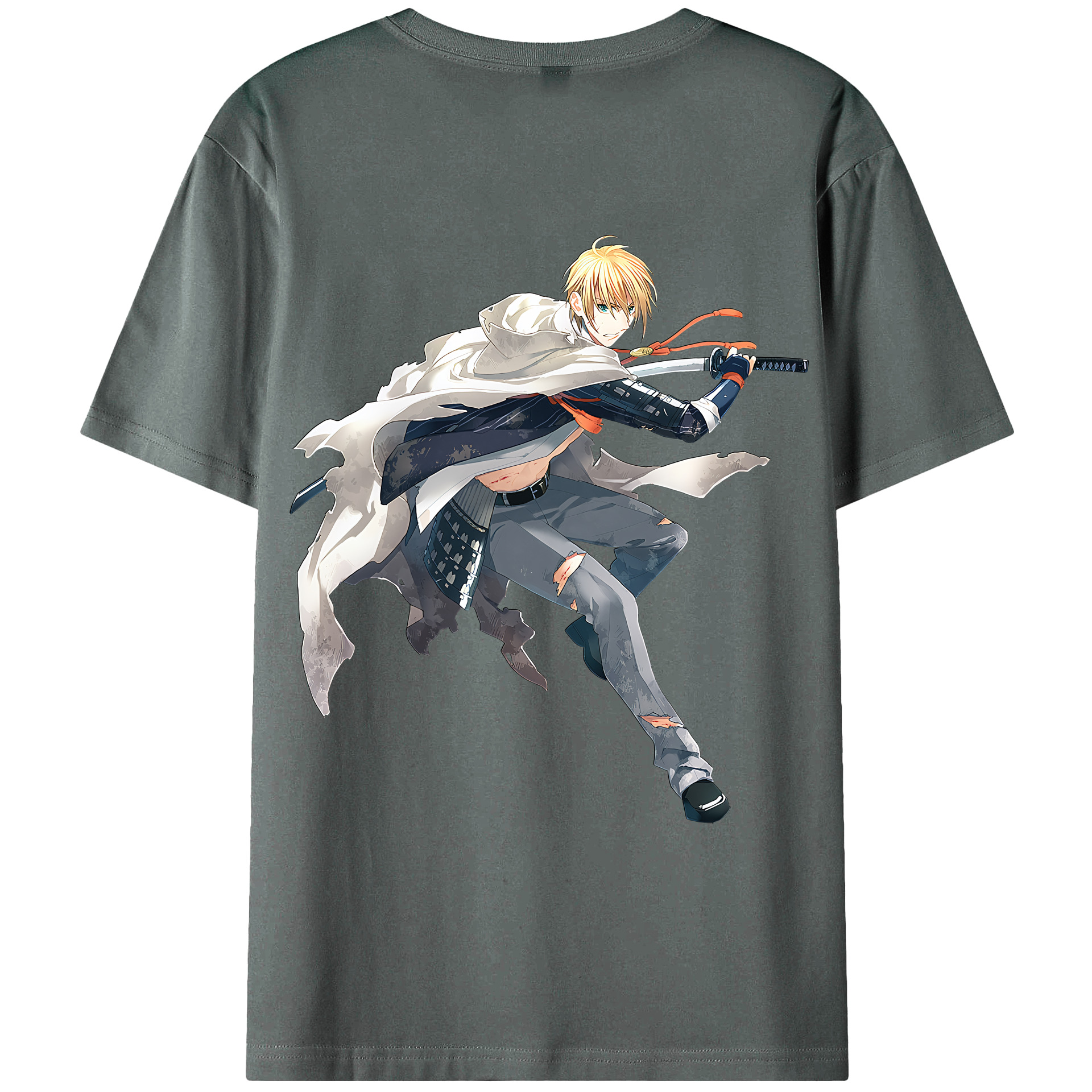 （画像用） 刀剣乱舞 Touken Ranbu 綿100％ メンズ半袖Tシャツ（バックプリント） 通気性